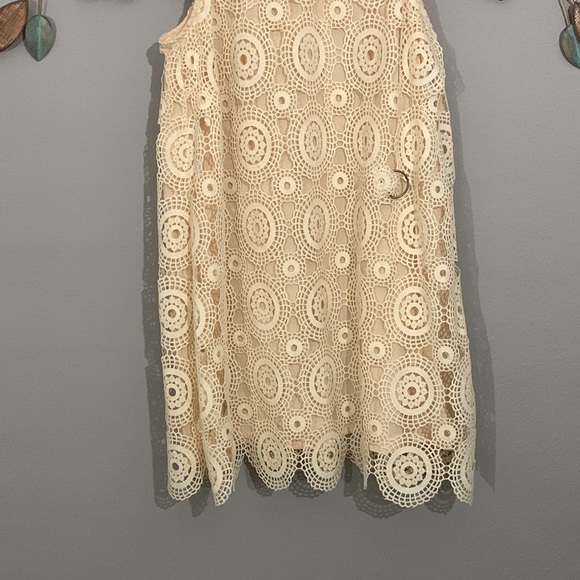 Free People Selma Ivory Crochet Sleeveless Dress Size 10 - Picture 3 of 8